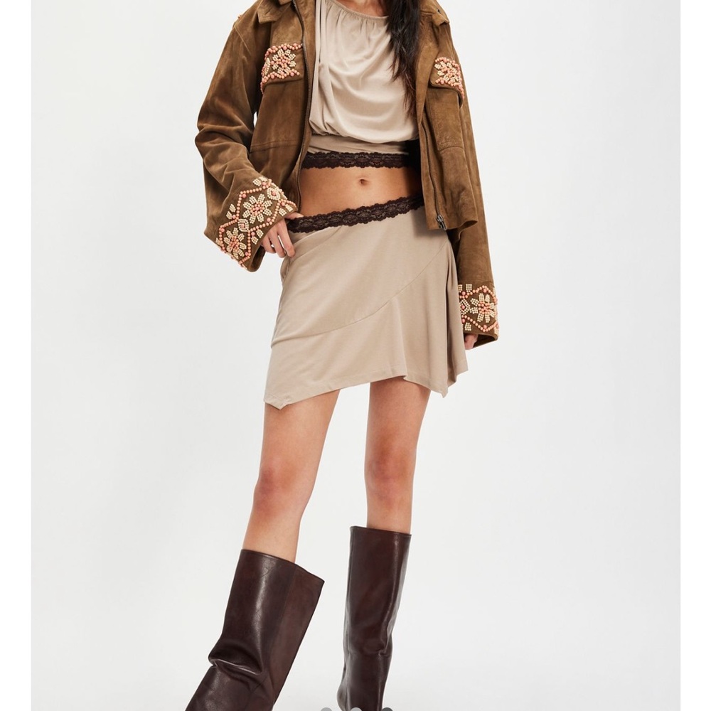 NWT Free People Beige Mini Skirt set